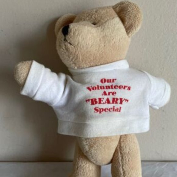 Beige Plush Jointed Teddy Bear Volunteers Sweatshirt 10" - Picture 1 of 1